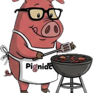 Cerdito de Pigniacos asando en la parrilla
